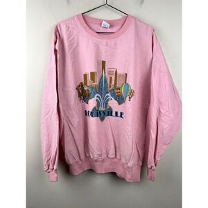 Vintage 1988 Jerzees Louisville Kentucky Sweatshirt Pink Cotton XL Made in USA
